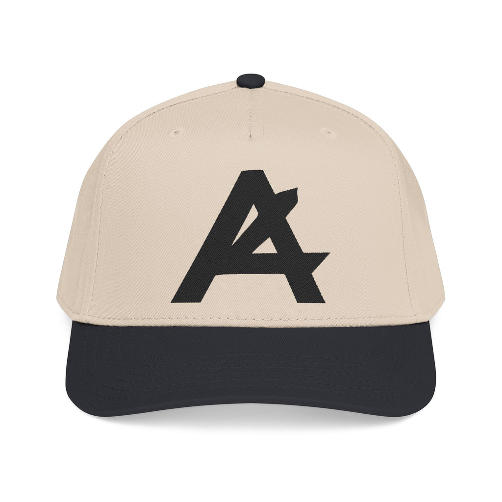 Mid Profile Baseball Cap — Embroidered 'A' Logo Two-Tone Cap
