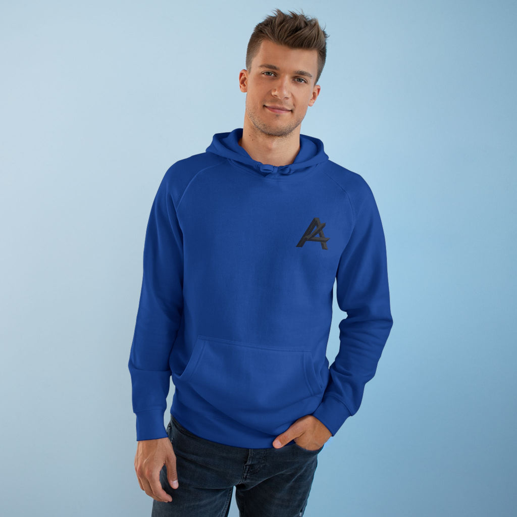 Patch Logo Hoodie — Minimalist White Pullover with Chest Emblem & Back 'PATCH' Text