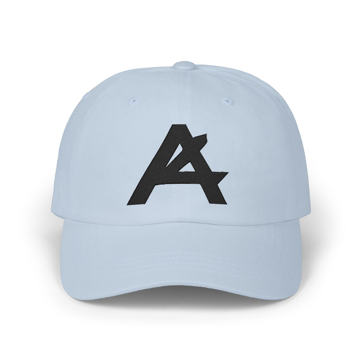Dad Cap — Minimal Black 'A' Logo Embroidered Baseball Hat