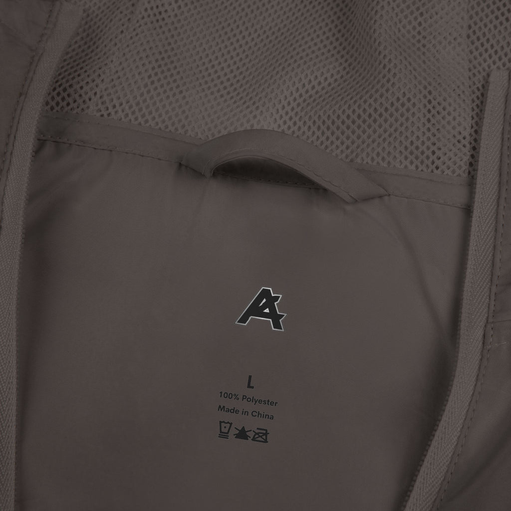 Windbreaker Jacket — White Camo Minimal Logo Windbreaker with 'ATCH' Accent