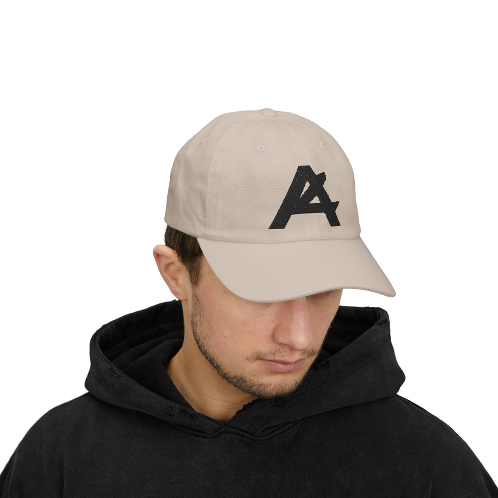 Dad Cap — Minimal Black 'A' Logo Embroidered Baseball Hat