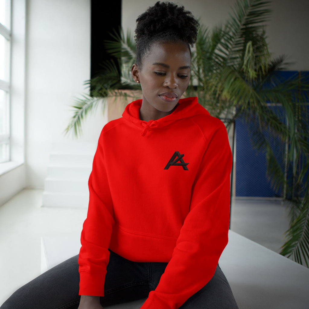Patch Logo Hoodie — Minimalist White Pullover with Chest Emblem & Back 'PATCH' Text