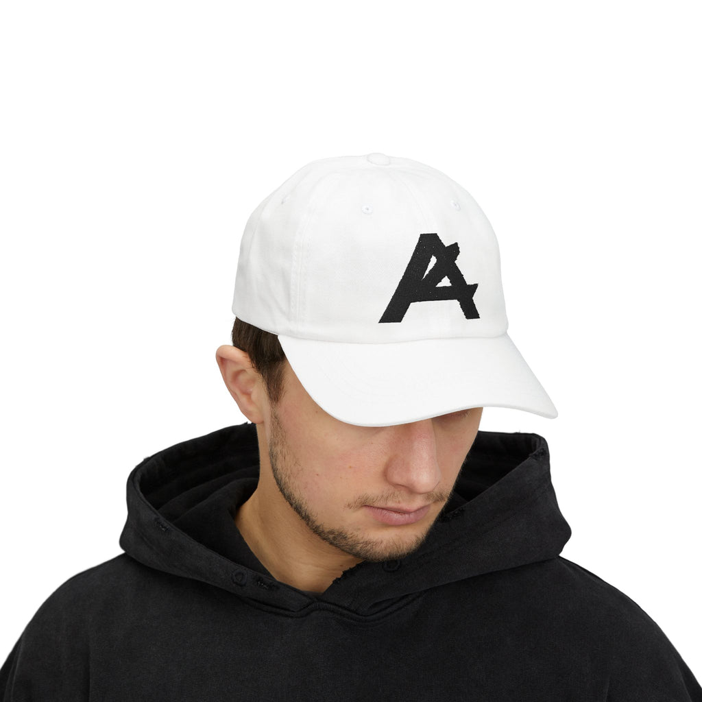 Dad Cap — Minimal Black 'A' Logo Embroidered Baseball Hat