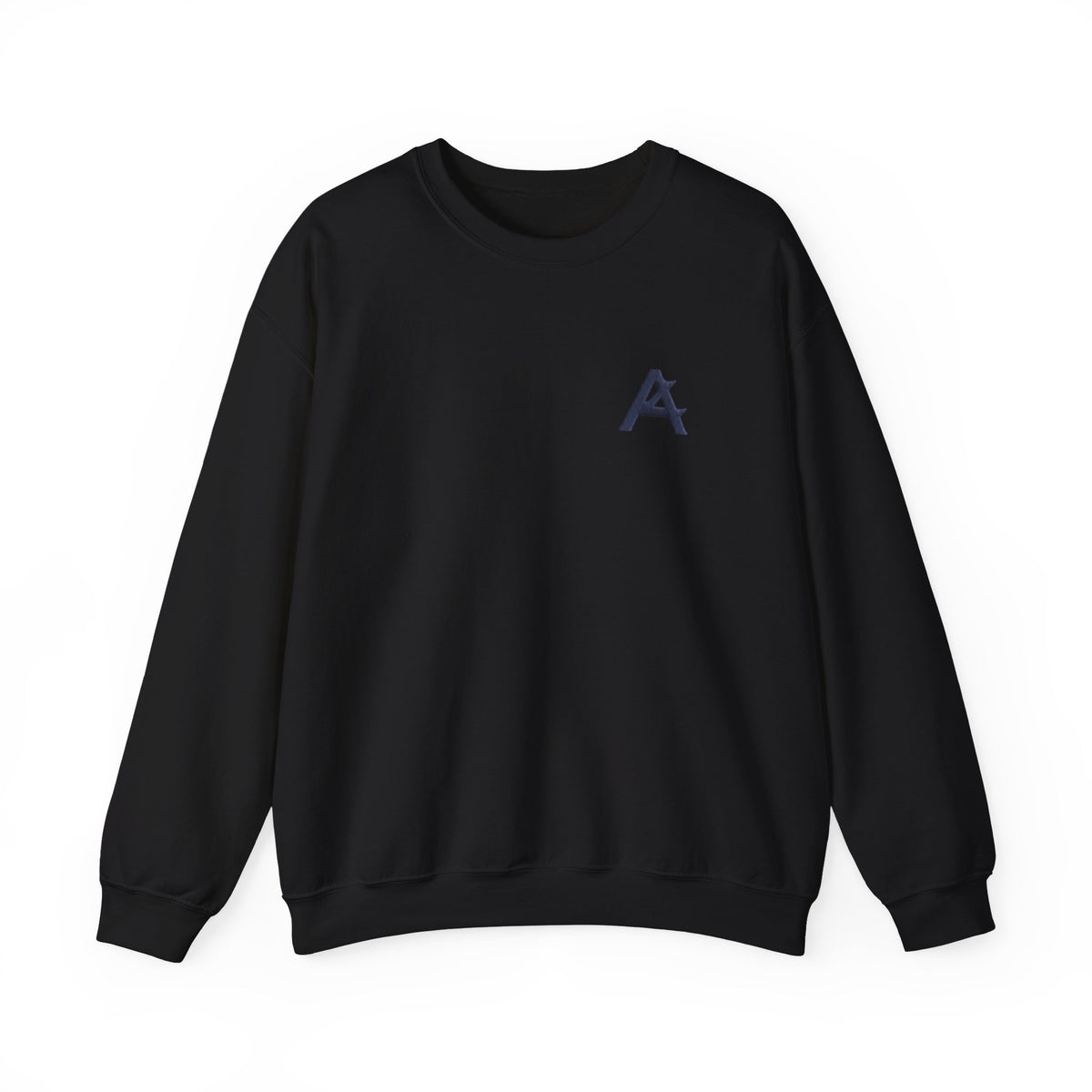 Minimalist A Logo Crewneck Sweatshirt – Small Chest Emblem, Casual White Pullover