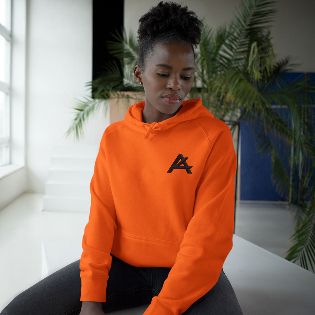 Patch Logo Hoodie — Minimalist White Pullover with Chest Emblem & Back 'PATCH' Text