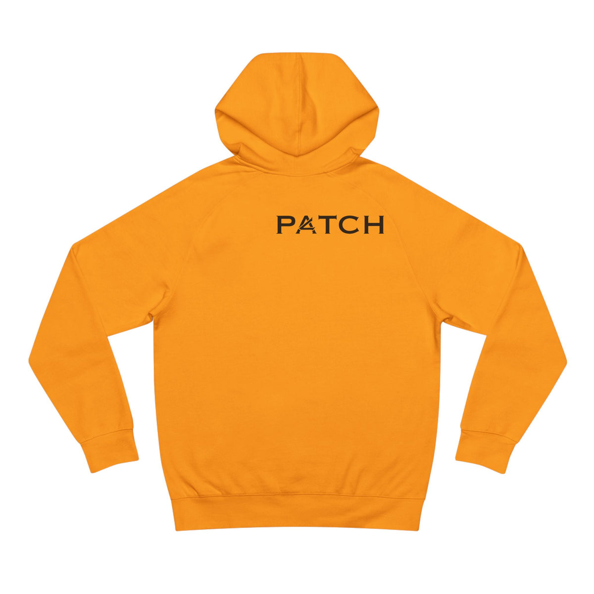 Patch Logo Hoodie — Minimalist White Pullover with Chest Emblem & Back 'PATCH' Text
