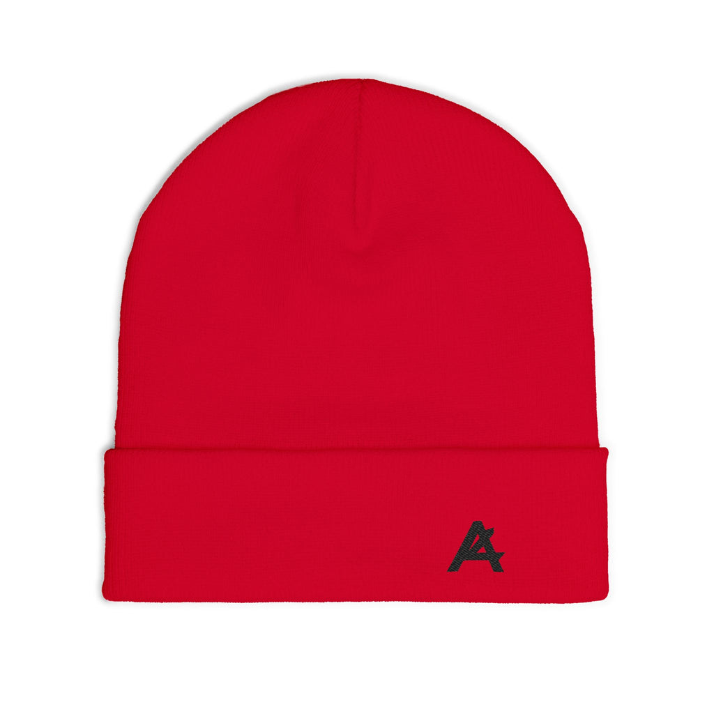 Embroidered 'A' Knit Beanie - Minimal Logo Winter Hat