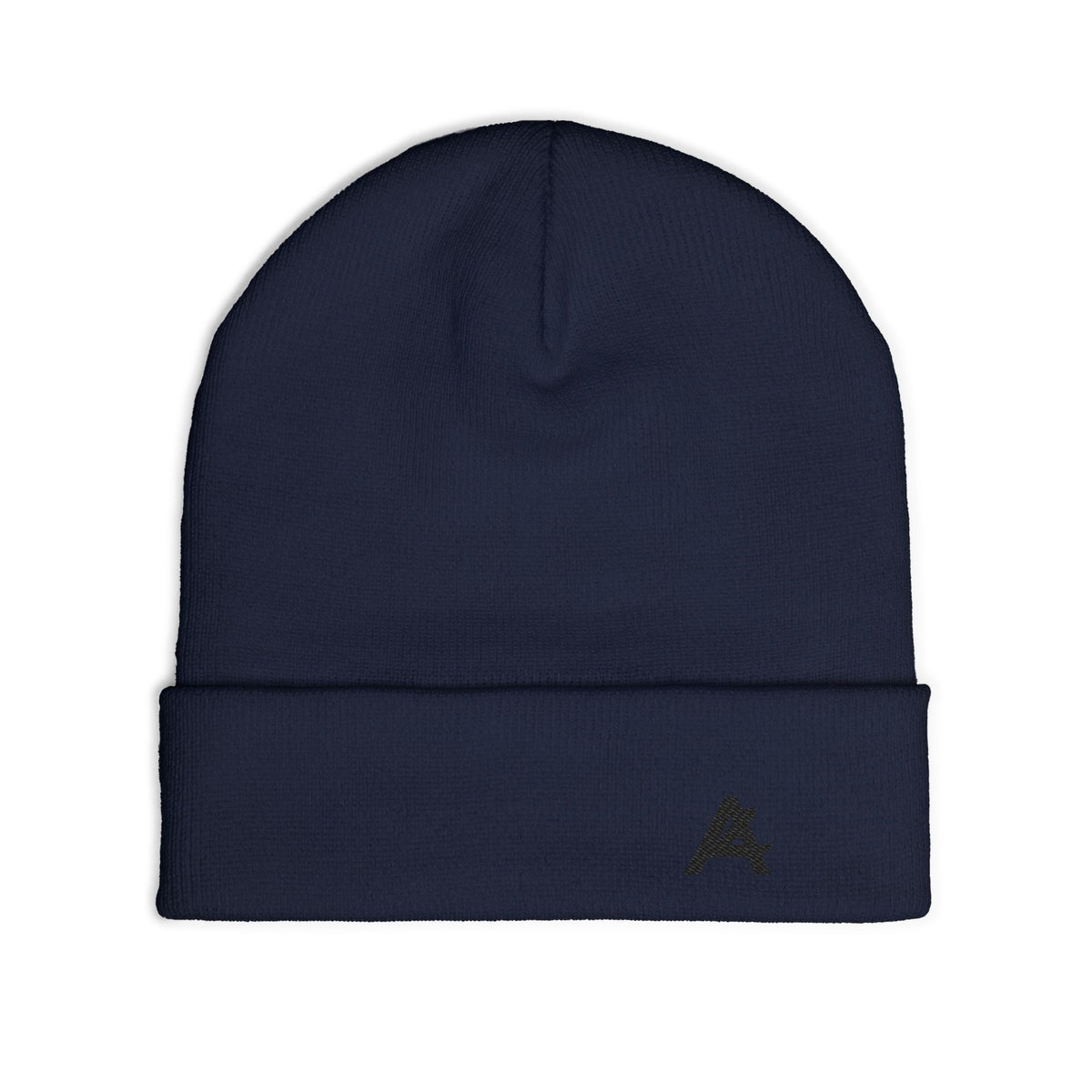 Embroidered 'A' Knit Beanie - Minimal Logo Winter Hat