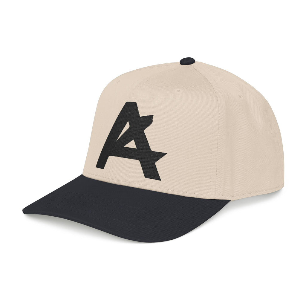 Mid Profile Baseball Cap — Embroidered 'A' Logo Two-Tone Cap