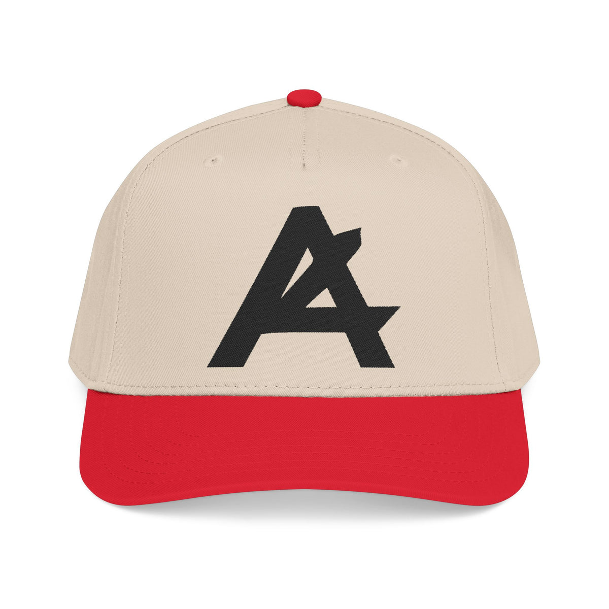Mid Profile Baseball Cap — Embroidered 'A' Logo Two-Tone Cap