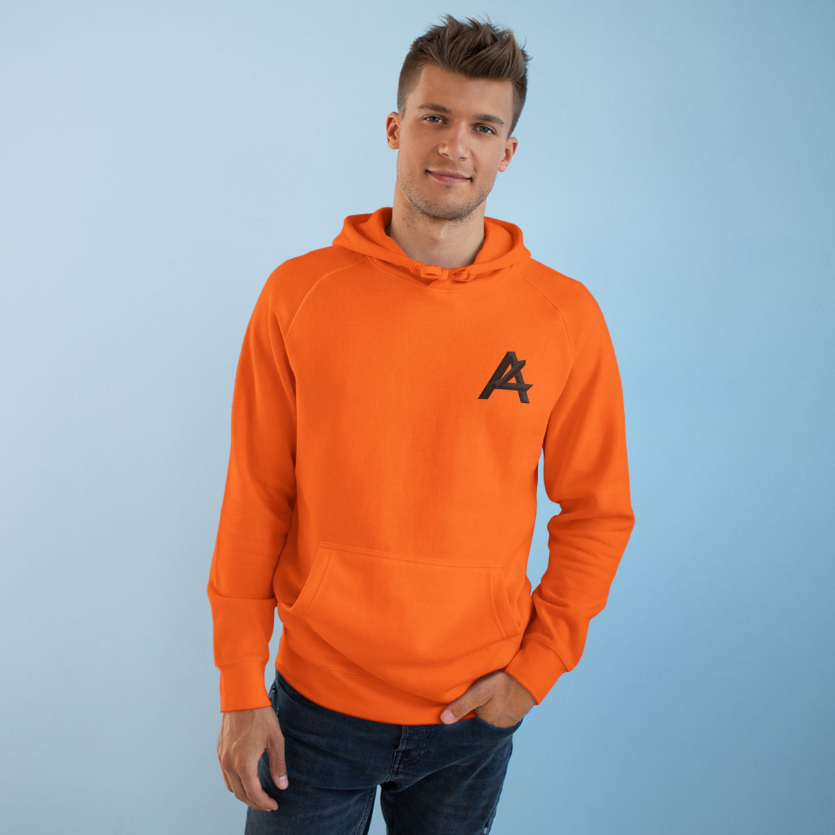 Patch Logo Hoodie — Minimalist White Pullover with Chest Emblem & Back 'PATCH' Text