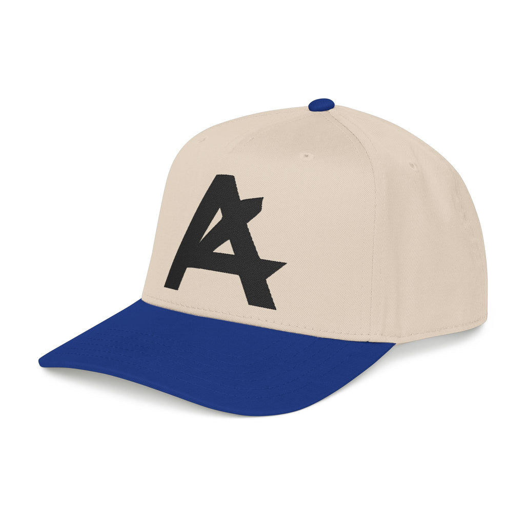 Mid Profile Baseball Cap — Embroidered 'A' Logo Two-Tone Cap