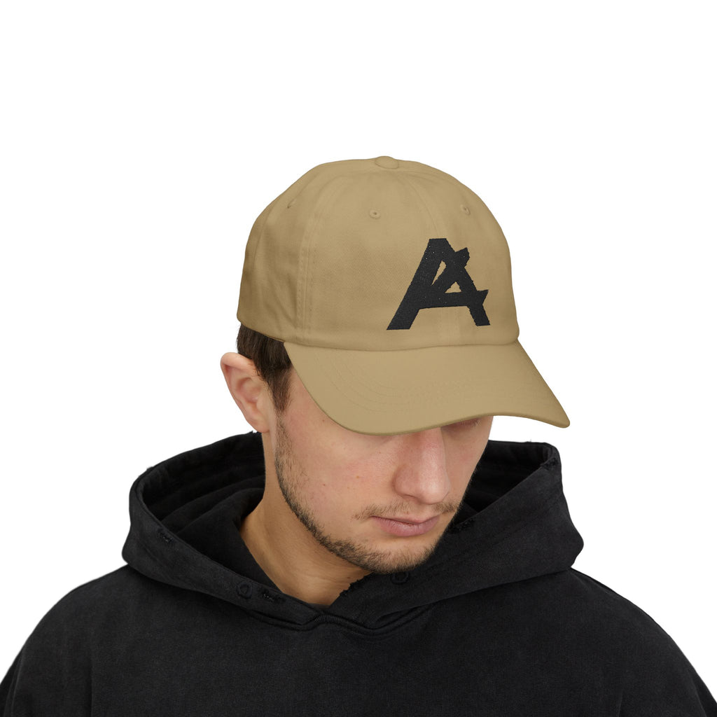 Dad Cap — Minimal Black 'A' Logo Embroidered Baseball Hat