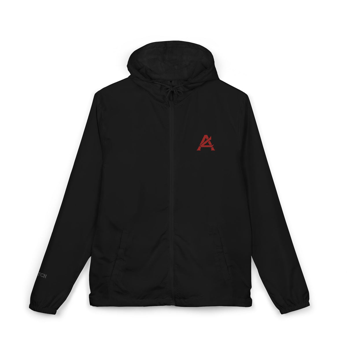 Windbreaker Jacket — White Camo Minimal Logo Windbreaker with 'ATCH' Accent