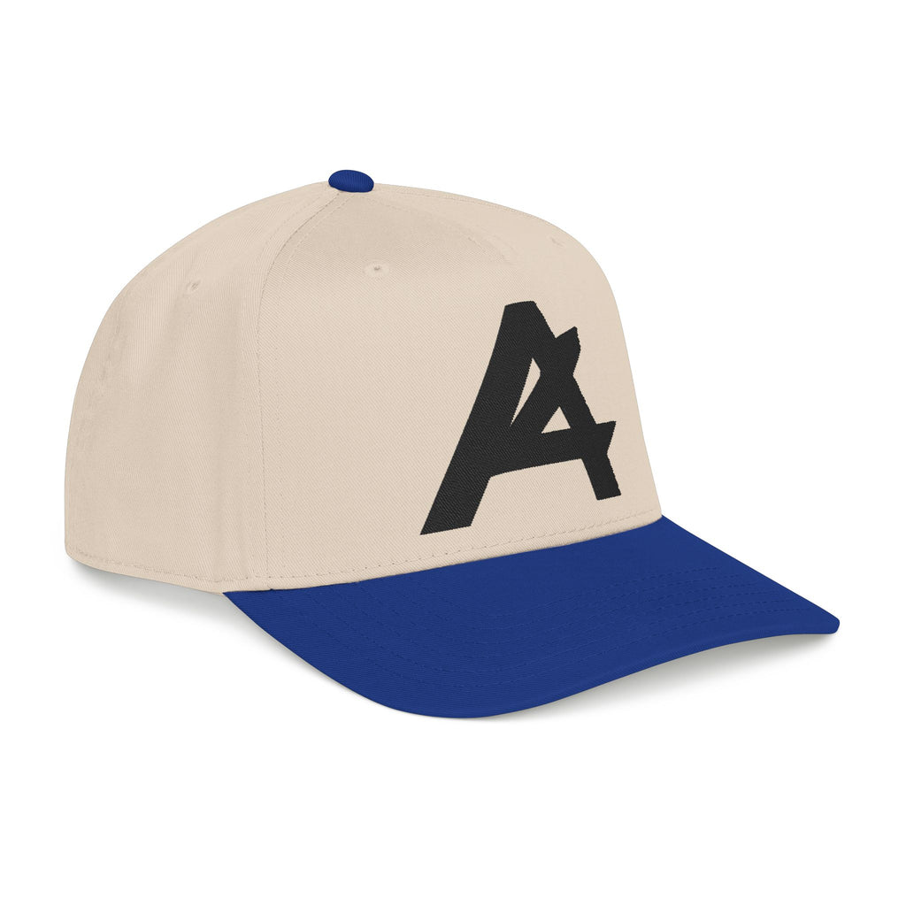 Mid Profile Baseball Cap — Embroidered 'A' Logo Two-Tone Cap