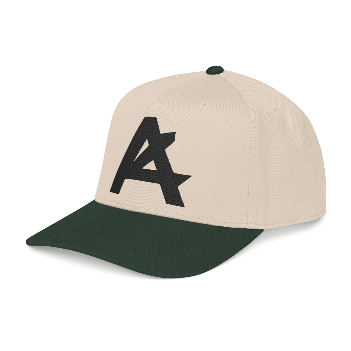 Mid Profile Baseball Cap — Embroidered 'A' Logo Two-Tone Cap